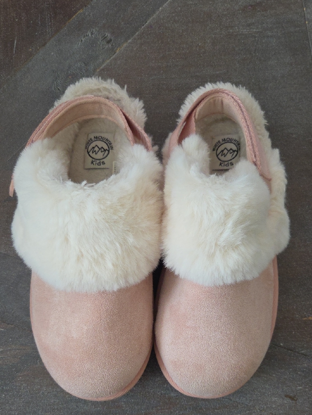 White Mountain Kids Pink Faux Fur Slip-On Slippers